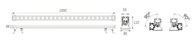 rondella lineare decorativa Antivari, luce della parete di 20*2W 1000mm LED di inondazione del lavaggio della parete del LED 0