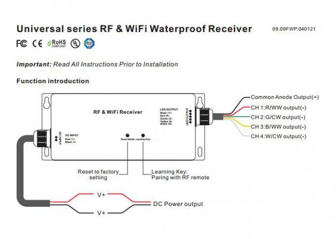 La rf & il cv o il cc del regolatore 4Channels di WiFi RGBW LED hanno prodotto 5 anni di garanzia 0