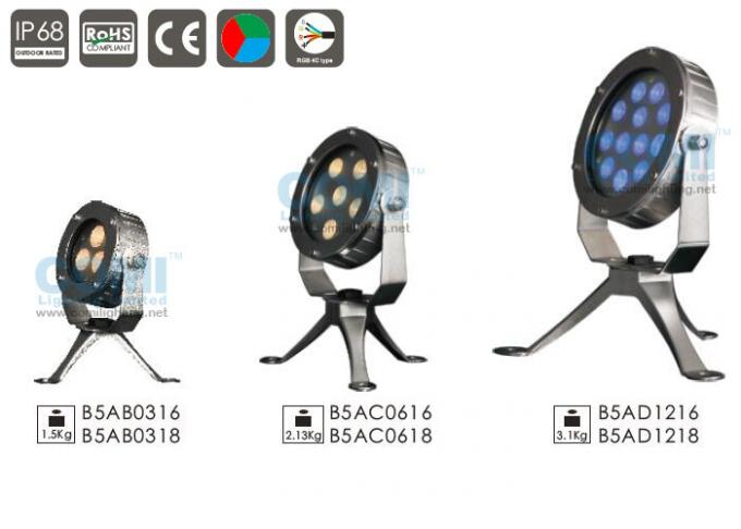 3 * 2W luce subacquea del punto di piccola dimensione IP68 LED con il sostegno ed il treppiede 360° regolabili