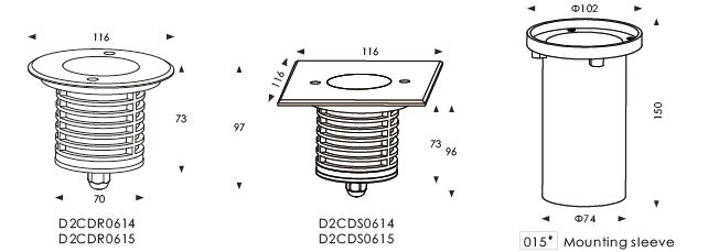 D2CDR0614 D2CDR0615 24V o 110~240V lisciano la lampada di superficie 1.2W 1.8W IP67 stimato all'aperto dell'uscita leggera SMD LED Inground 2