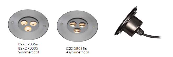 C2XDR0356, C2XDR0305 3 * 1W o 2W il LED asimmetrico Inground Uplight ha fatto dell'acciaio inossidabile di SUS 316 1