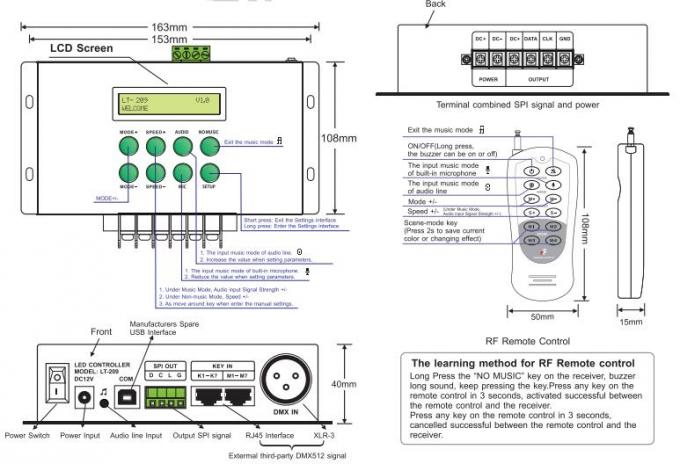 Regolatore Support Matrix/modo lineare di Music DMX del regolatore del pixel LED del LED Digital 0
