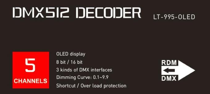 6A * decodificatore di Dmx principale 5 canali per risoluzione principale 16bit/8bit delle luci facoltativa 1