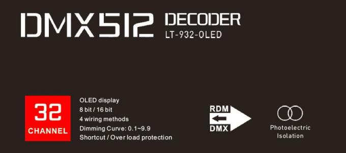 Decodificatore del cv DMX del regolatore di 32CH *3A 2304W LED con la funzione dell'amplificatore del segnale 1