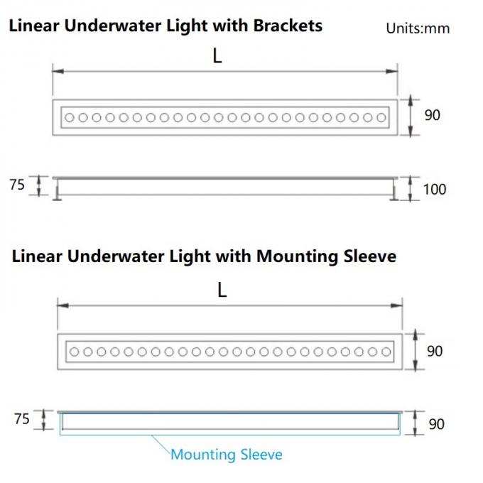 acciaio inossidabile delle luci subacquee lineari di 600mm 1000mm IP68 24VDC LED 0