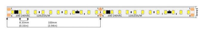Striscia ad alta tensione 1600LM 16.5W 120LEDs di 220-240VAC LED per metro IP67 contabilità elettromagnetica 0